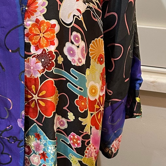 Johnny Was Fugi Brazil Flower Reversible Silk Kamono small  NWOT - Picture 5 of 10